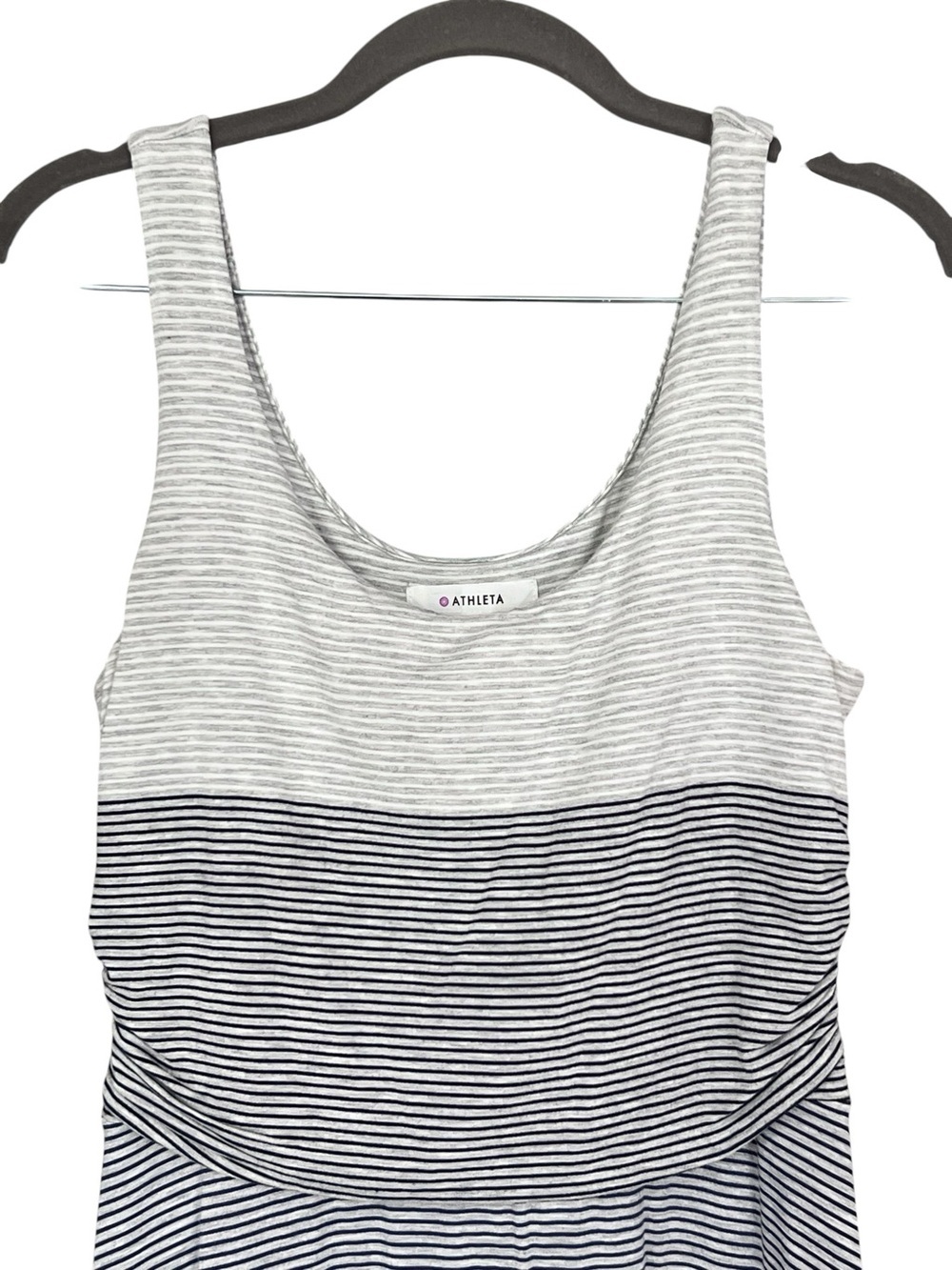 Athleta Santa Maria Sleeveless Dress Gray Striped Size Small - Picture 2 of 11